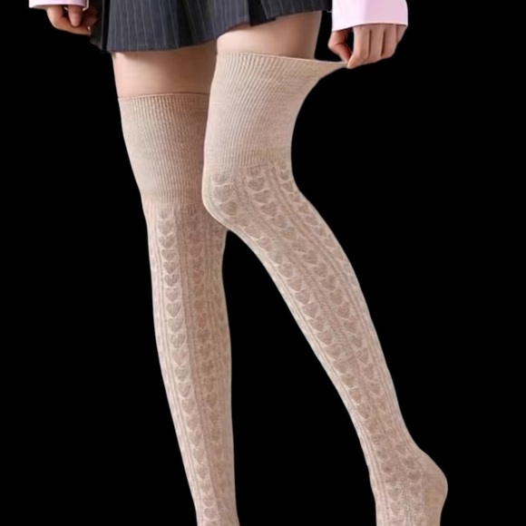 🌸Thigh Highs Cotton/Spandex Heart knit jacquard - Picture 8 of 8